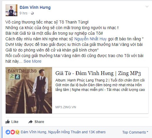 Dam Vinh Hung tiec thuong nhac si To Thanh Tung
